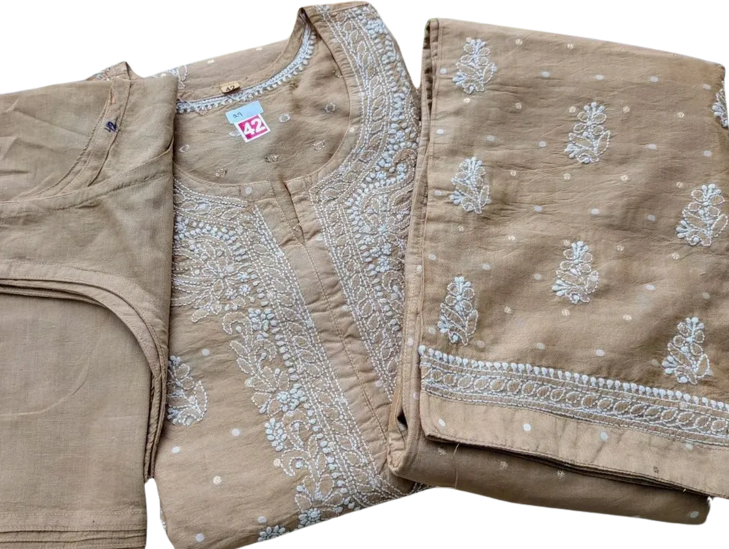 Golden Chanderi butti kurti set(with bottom)