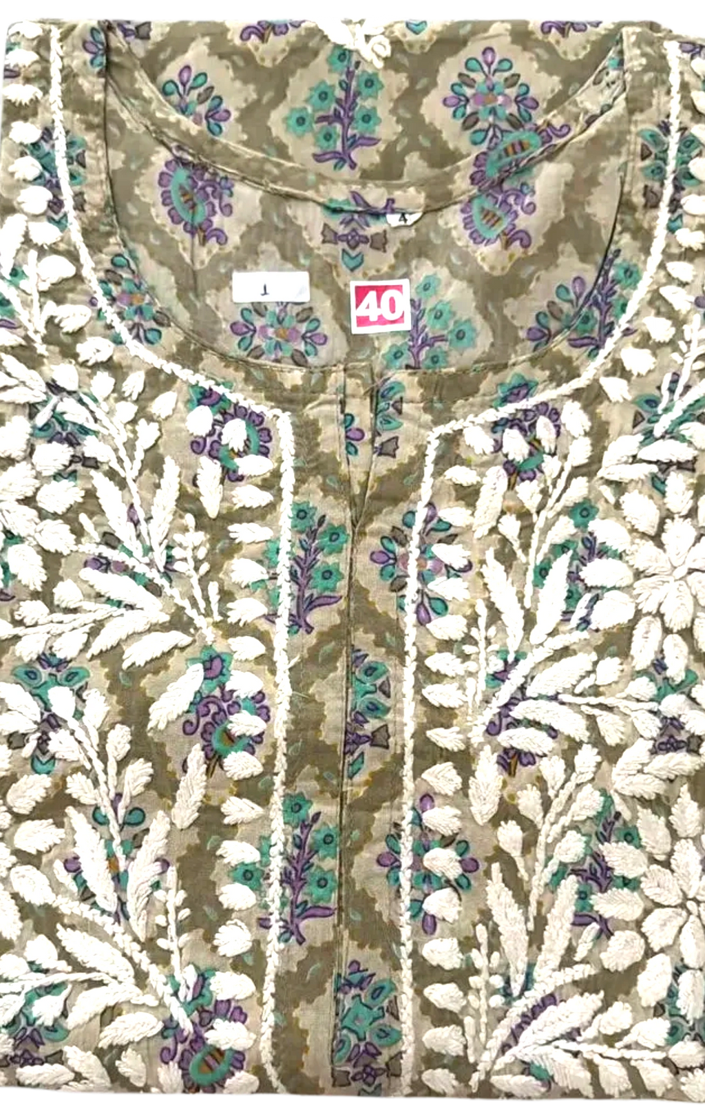 Printed Mul Cotton Chikankari Kurti