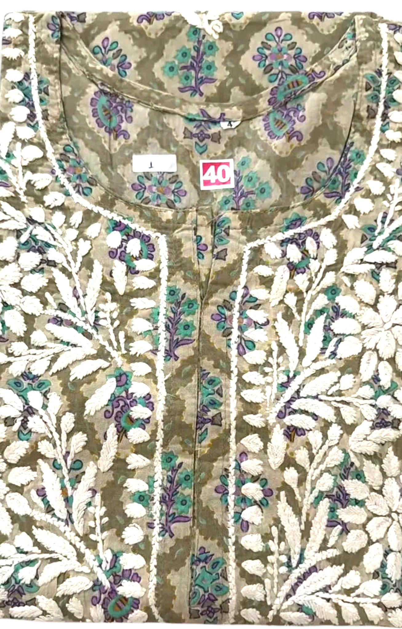 Printed Mul Cotton Chikankari Kurti