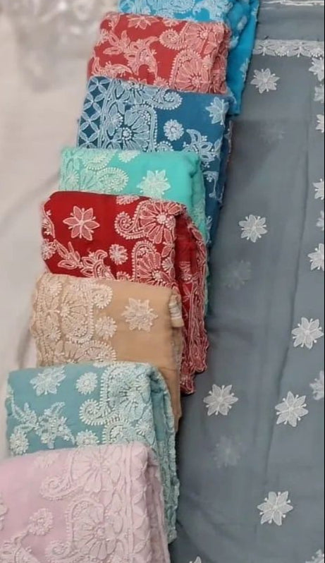 Floral Chikankari Sarees (Pre-order)