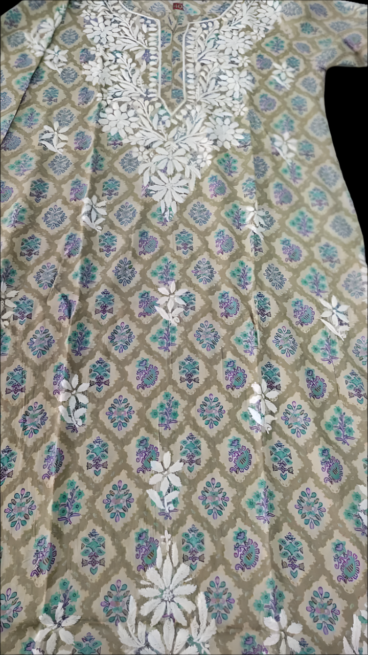 Printed Mul Cotton Chikankari Kurti