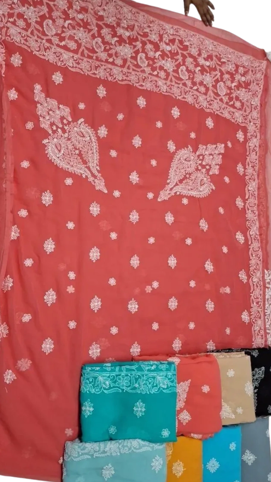Bright Colorful Chikankari Sarees (Pre-order)